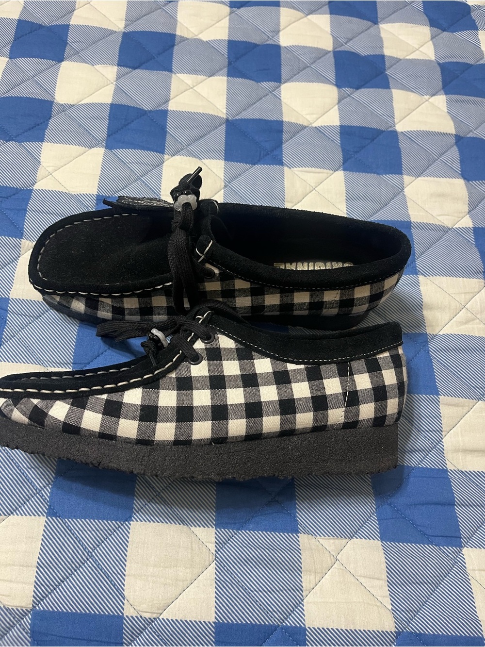 Clark’s black and white gingham Wallabees